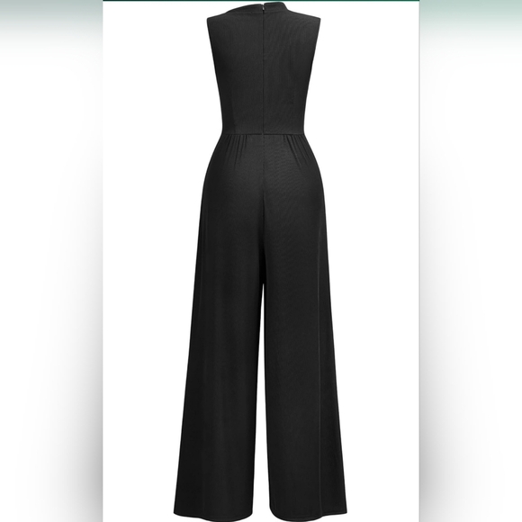 2026 New Release | Black Sleeveless Wide-Leg Jumpsuit | Size Large | NWT - Picture 4 of 5